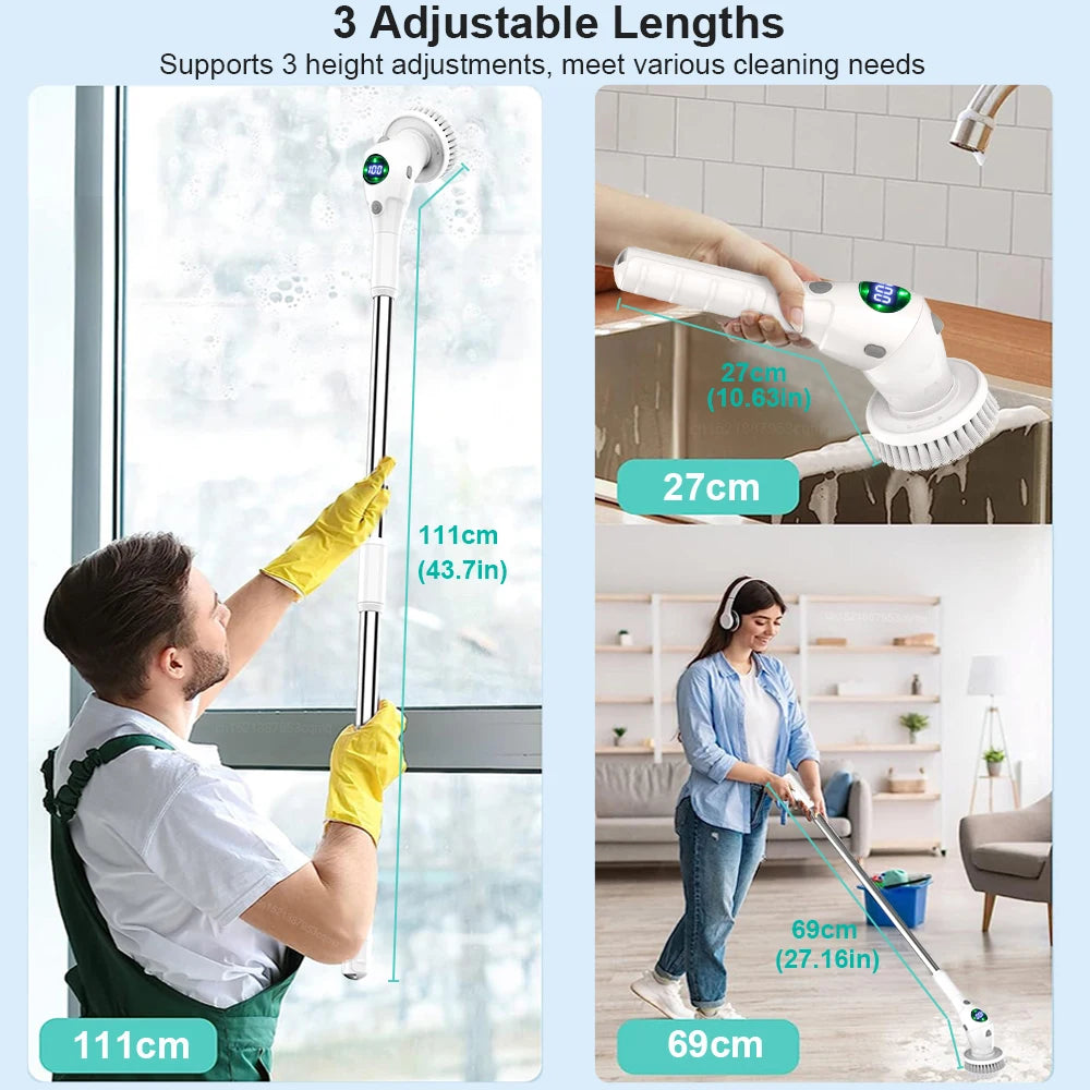 Brosse de nettoyage électrique sans fil 8 en 1 pour la maison, la salle de bain, la cuisine et les fenêtres