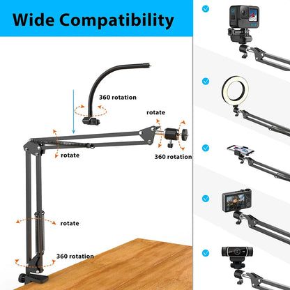 ProLite Studio: Overhead Phone Tripod with Ring Light for Video Recording and Streaming